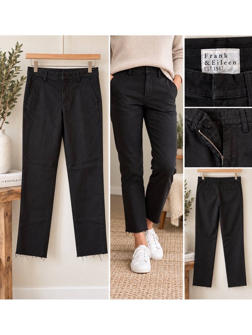 Frank & Eileen Black Cropped Raw Hem Pants – Size 4